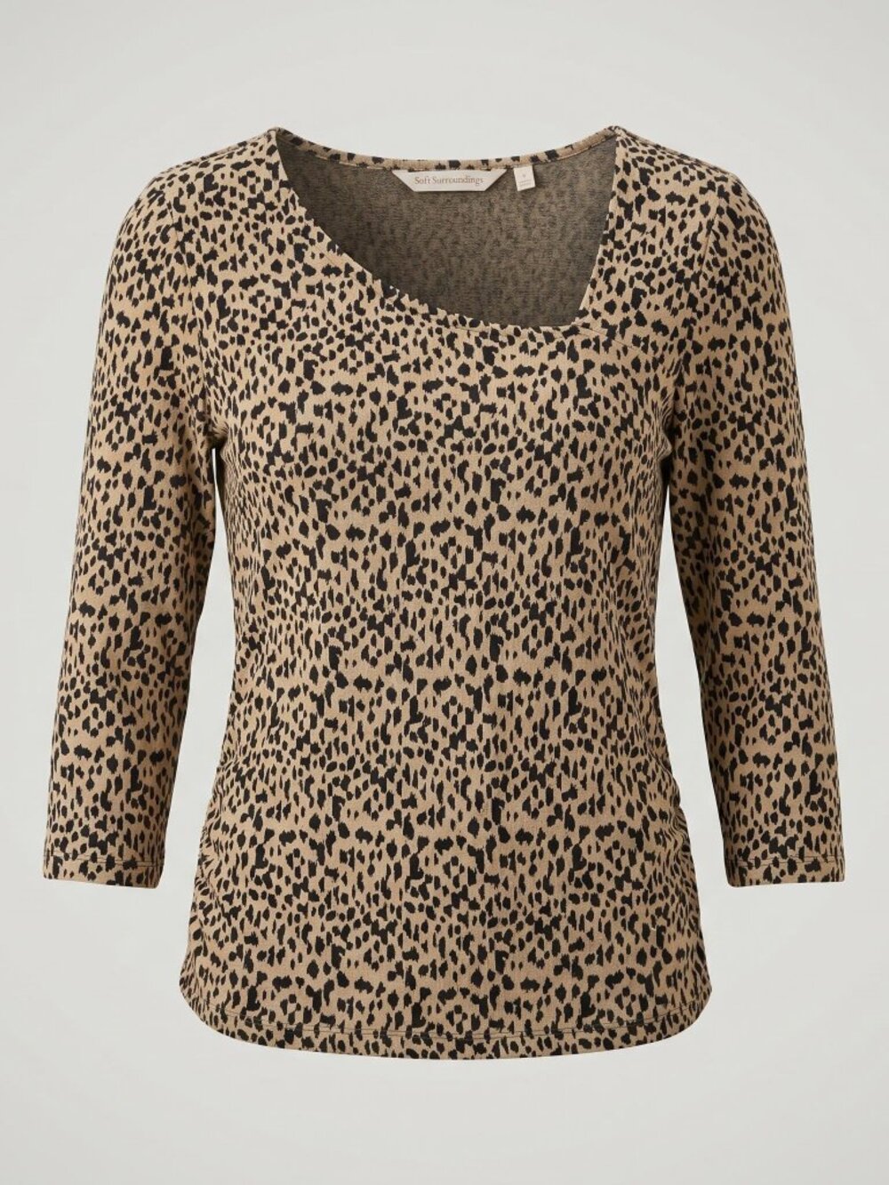Soft Surroundings Women Small Animal Print Knit Top Elevated Neutral Statement